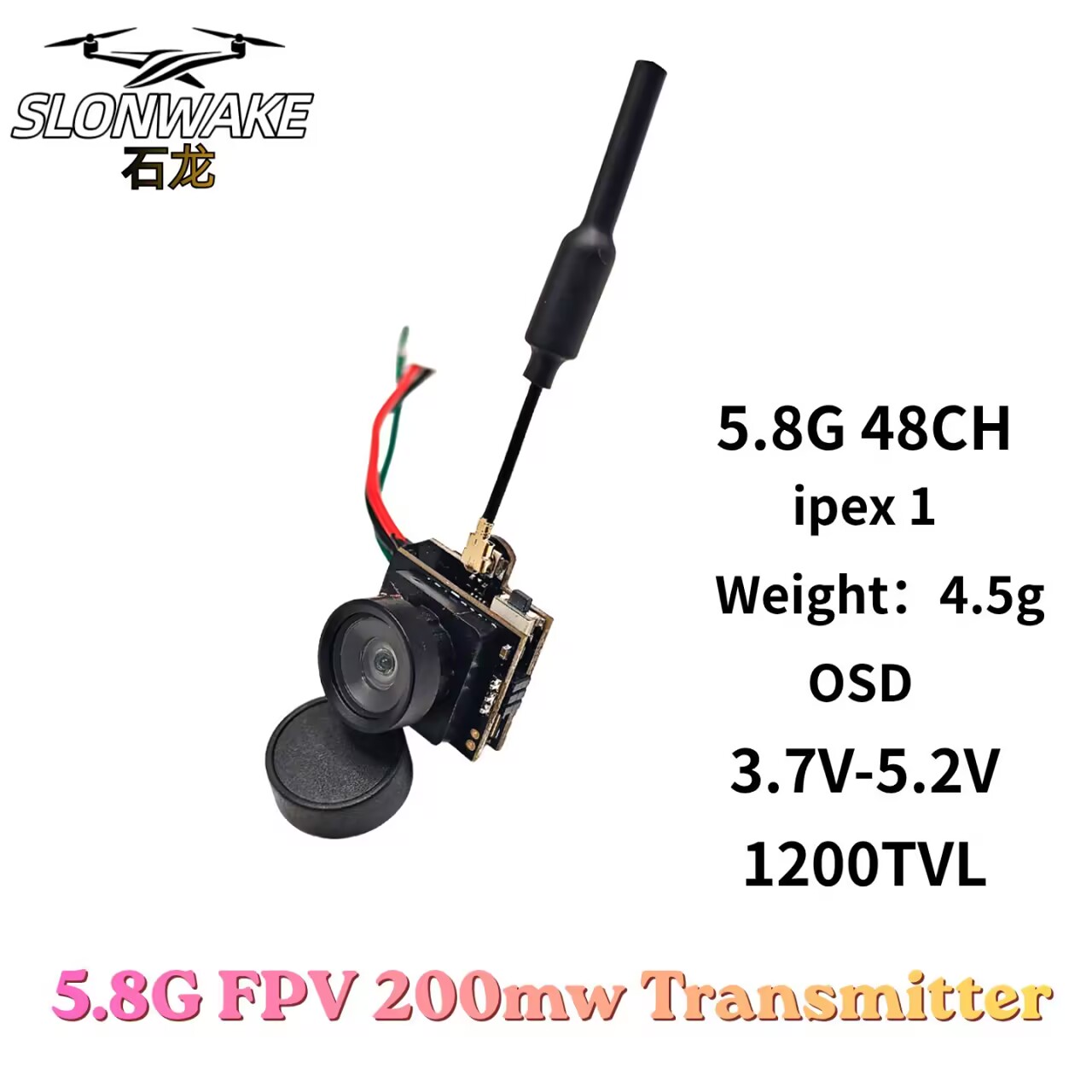 SLONWAKE 5.8G Analog VTX Trans - Drone Racing Camera recension och pris